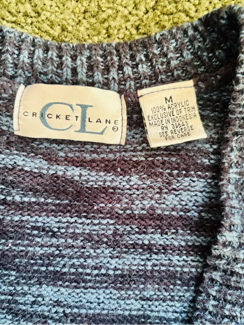 Cricket Lane Sz M Oversized Button-Front Autumn Leaves Knit Vest - Heather Blue - Picture 4 of 8